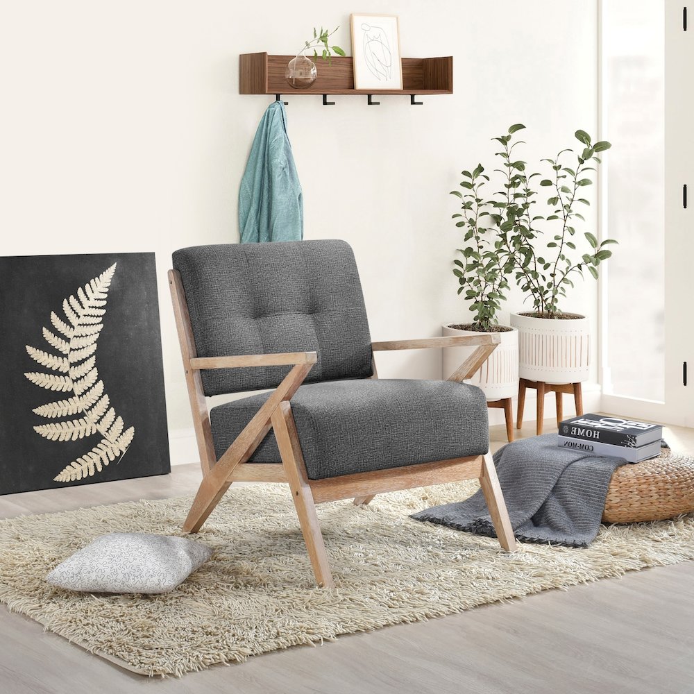 Lexicon Ollen Textured Accent Chair in Dark Gray