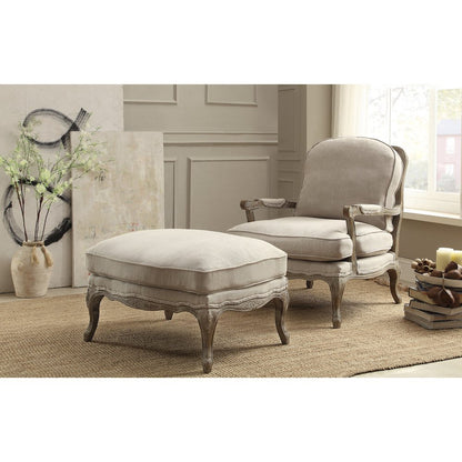 Lexicon Parlier Textured Fabric Ottoman in Linen