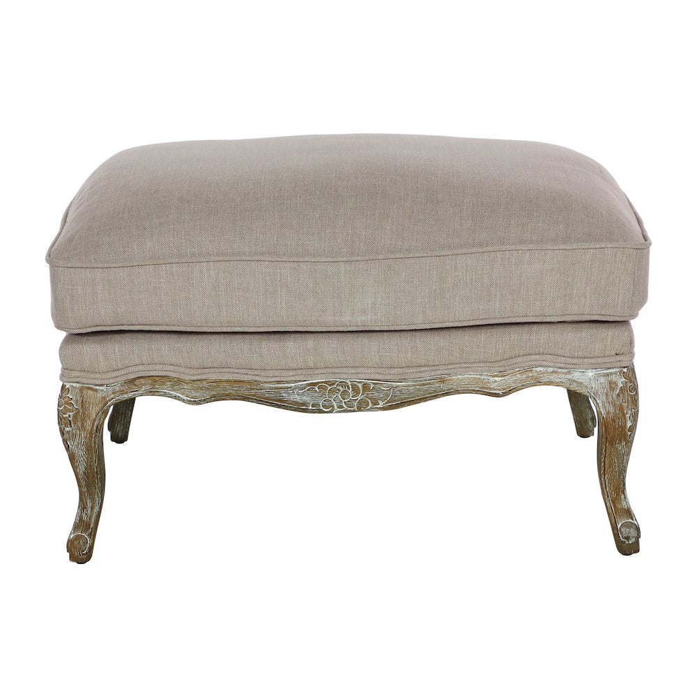 Lexicon Parlier Textured Fabric Ottoman in Linen