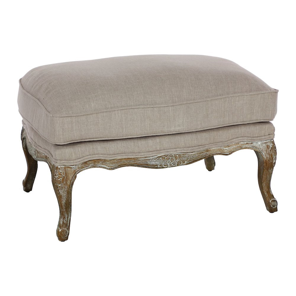 Lexicon Parlier Textured Fabric Ottoman in Linen