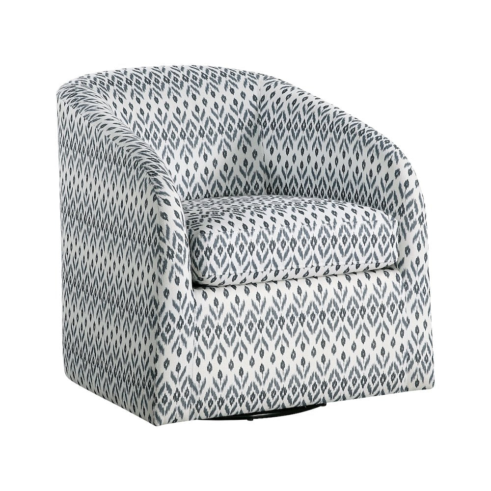 Lexicon Augustine Textured Swivel Chair in Blue and White tribal pattern