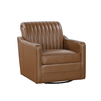 Lexicon November Faux Leather Swivel Chair in Brown