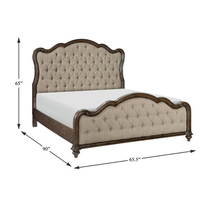 Heath Court Asian Hardwood Queen Bed in Brown Oak