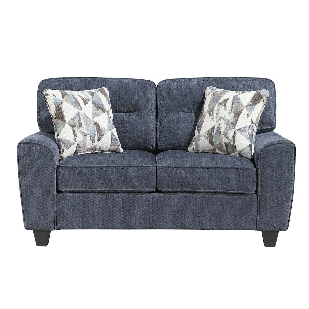 Bennett Chenille 2pc Set: Sofa, Love in Blue
