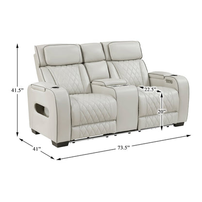 Fairway Faux Leather 2pc Set: Sofa, Loveseat in Taupe