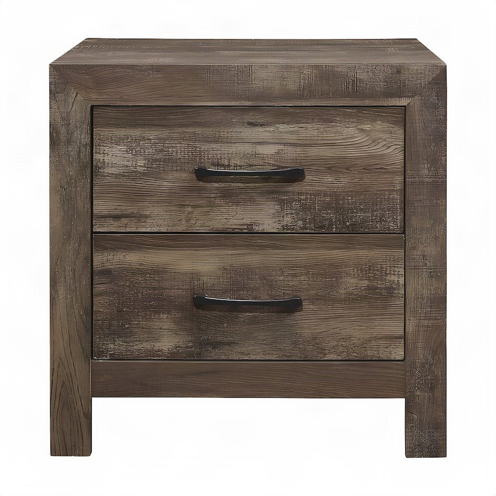 Asian Hardwood Nightstand with Drawer, Bedside Table Night Stand, Rustic Brown