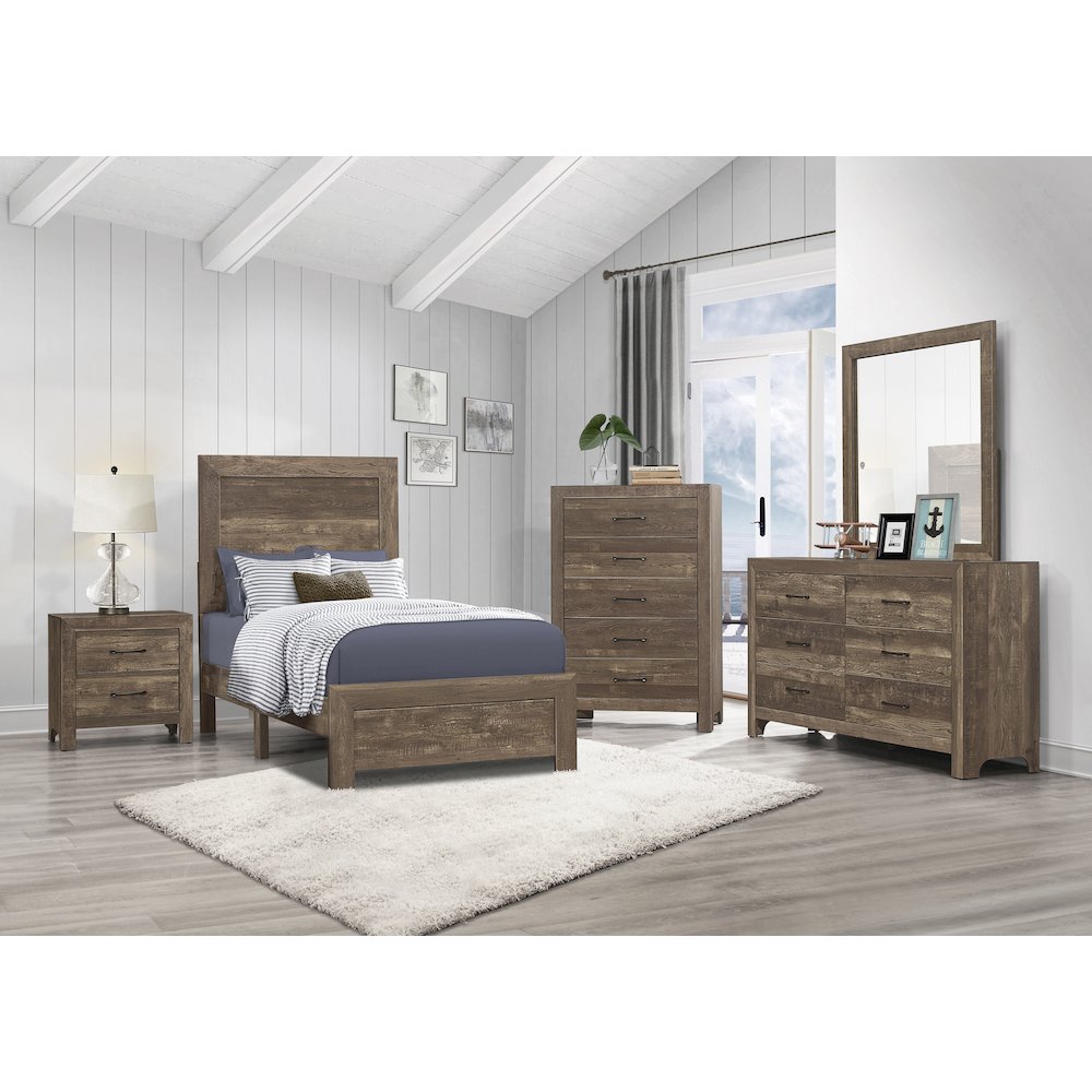 Lexicon Corbin Asian Hardwood Twin bed in Rustic Brown