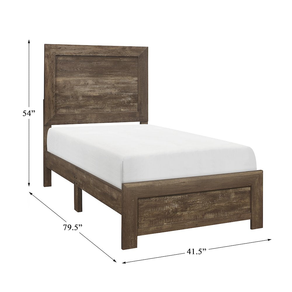 Lexicon Corbin Asian Hardwood Twin bed in Rustic Brown