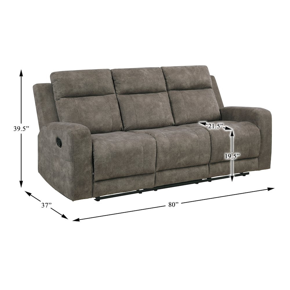 Muncie Microfiber 3pc Set: Sofa, Love, Chair in Brown