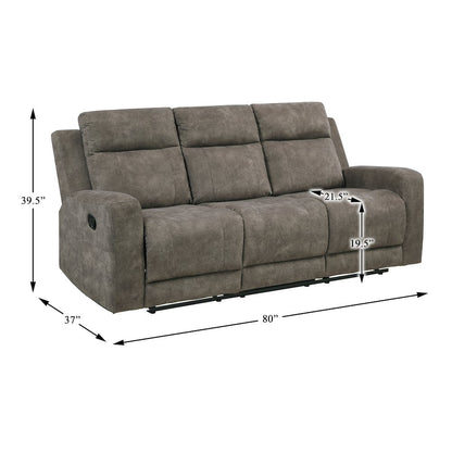 Muncie Microfiber 3pc Set: Sofa, Love, Chair in Brown