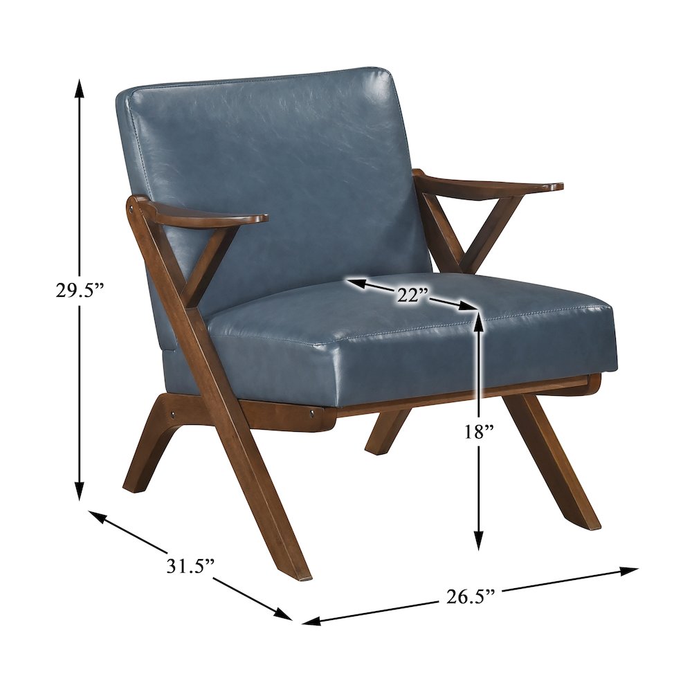 Gideon Faux Leather Accent Chair in Blue