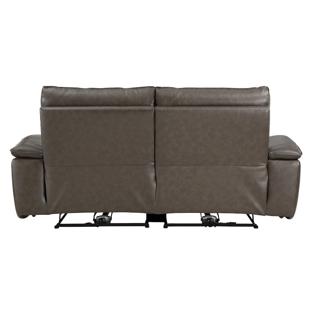 Maroni Leather Power Double Reclining Love Seat in Dark Brown