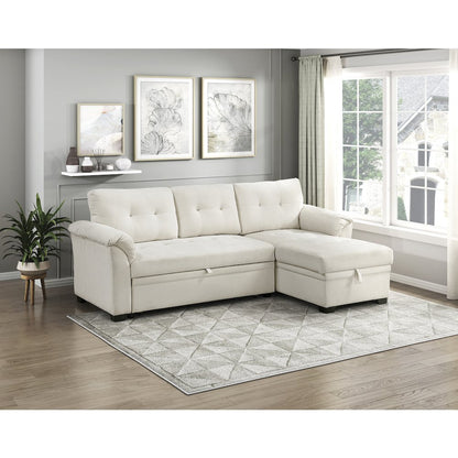 Elara Textured 2pcs Reversible Sectional with Reversible Chaise in Beige