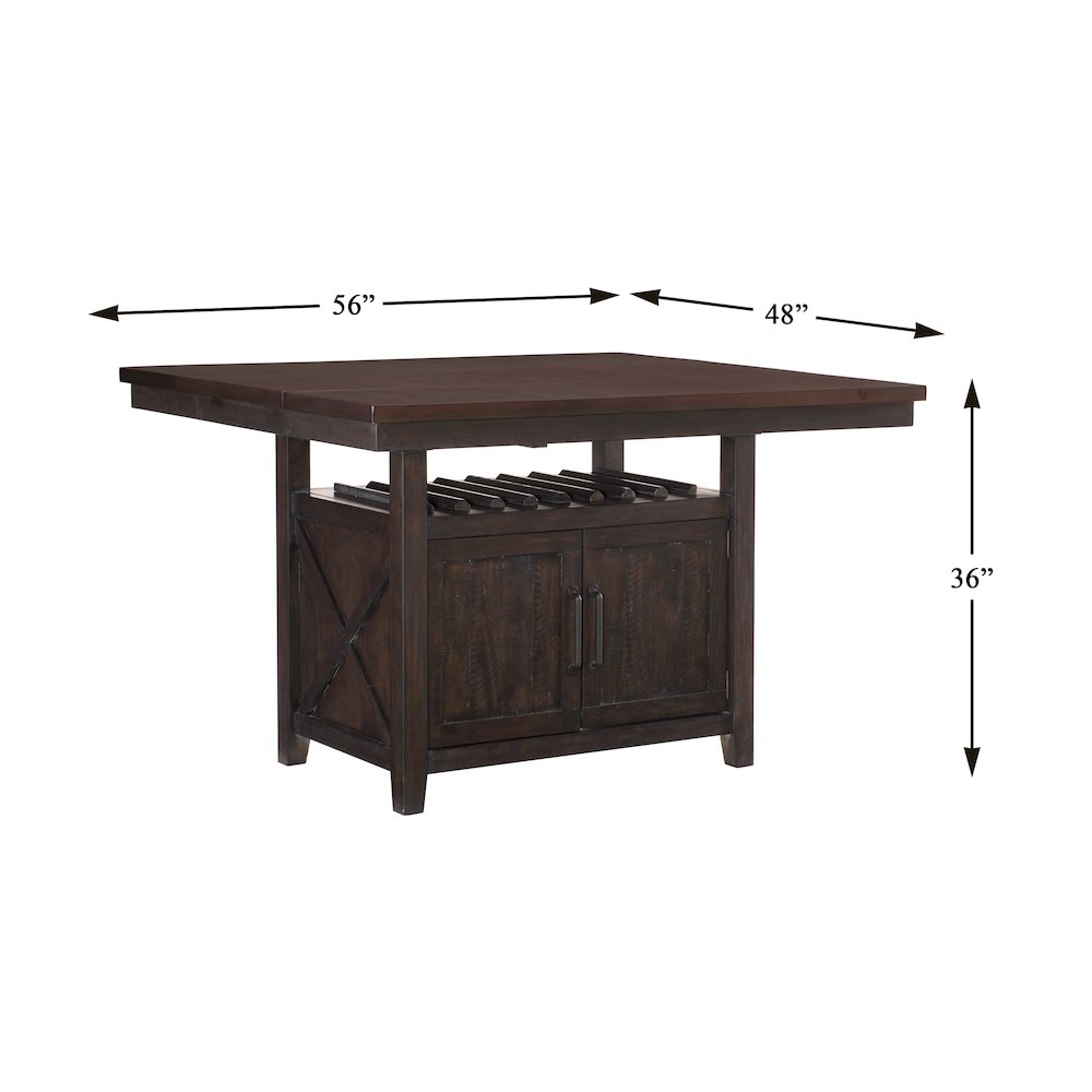 Oxton Asian Hardwood 5pcs Cntr Hght Dining Set in Distressed Dark Cherry