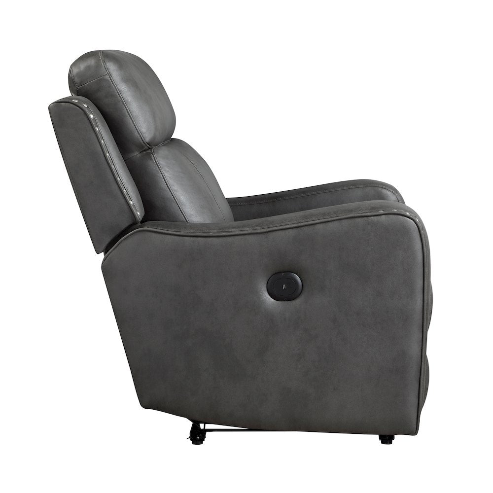 Kellen Microfiber Power Reclining Chair in Smoky Gray