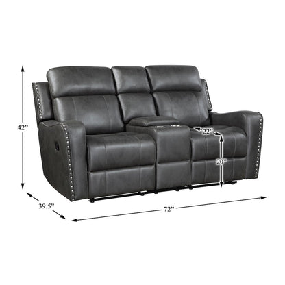 Kellen Microfiber Double Reclining Love Seat in Smoky Gray
