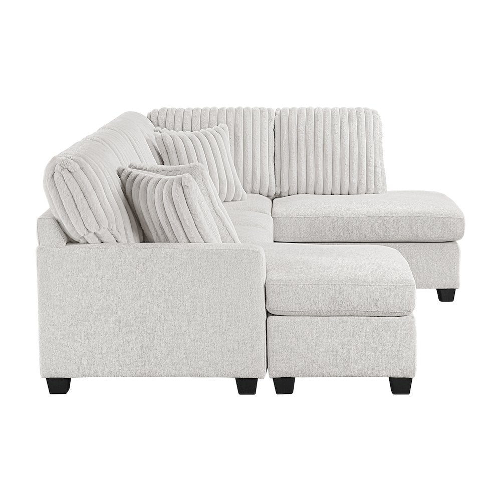 Lawson Cheniille, Corduroy 2-Piece Sectional with Left Chaise in Taupe