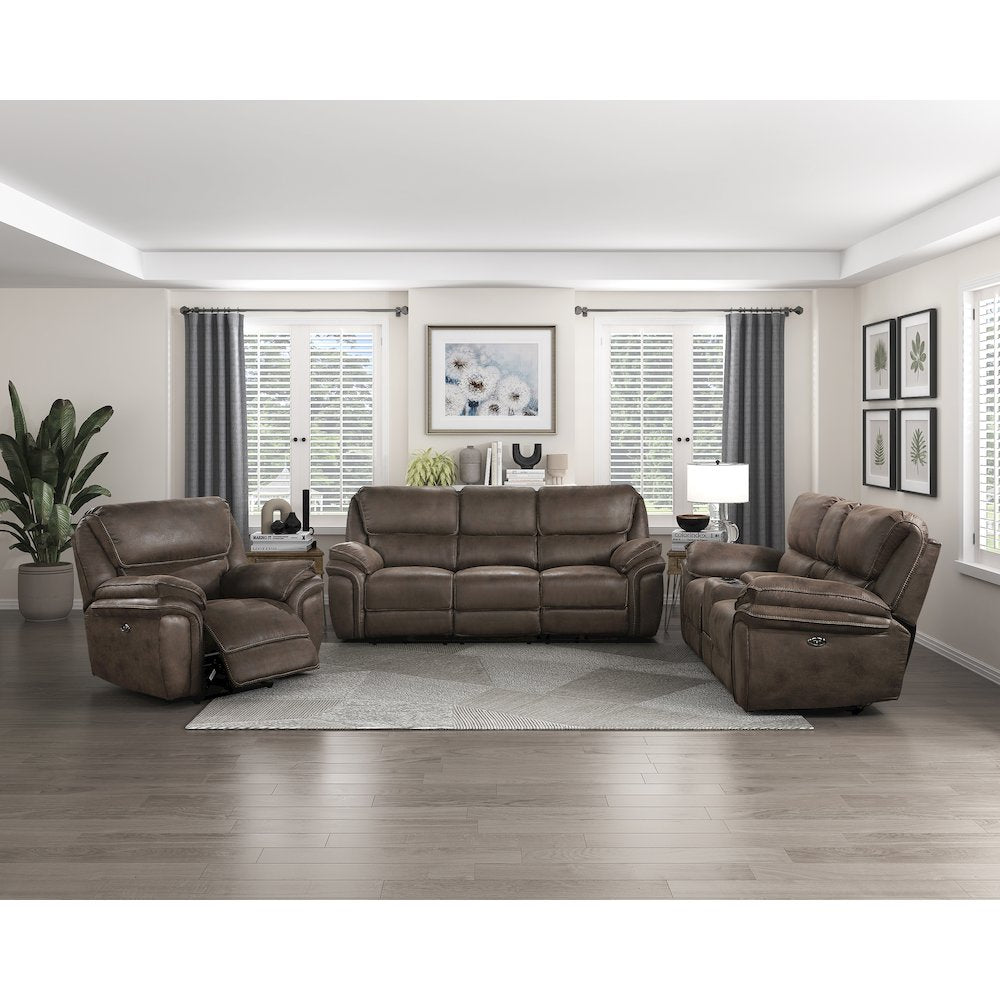 Proctor Microfiber Power Reclining Chair In Brown