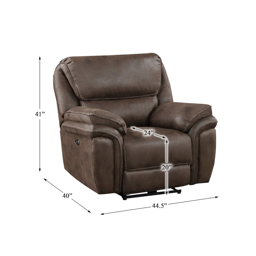 Proctor Microfiber Power Reclining Chair In Brown