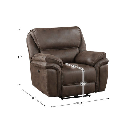 Proctor Microfiber Power Reclining Chair In Brown