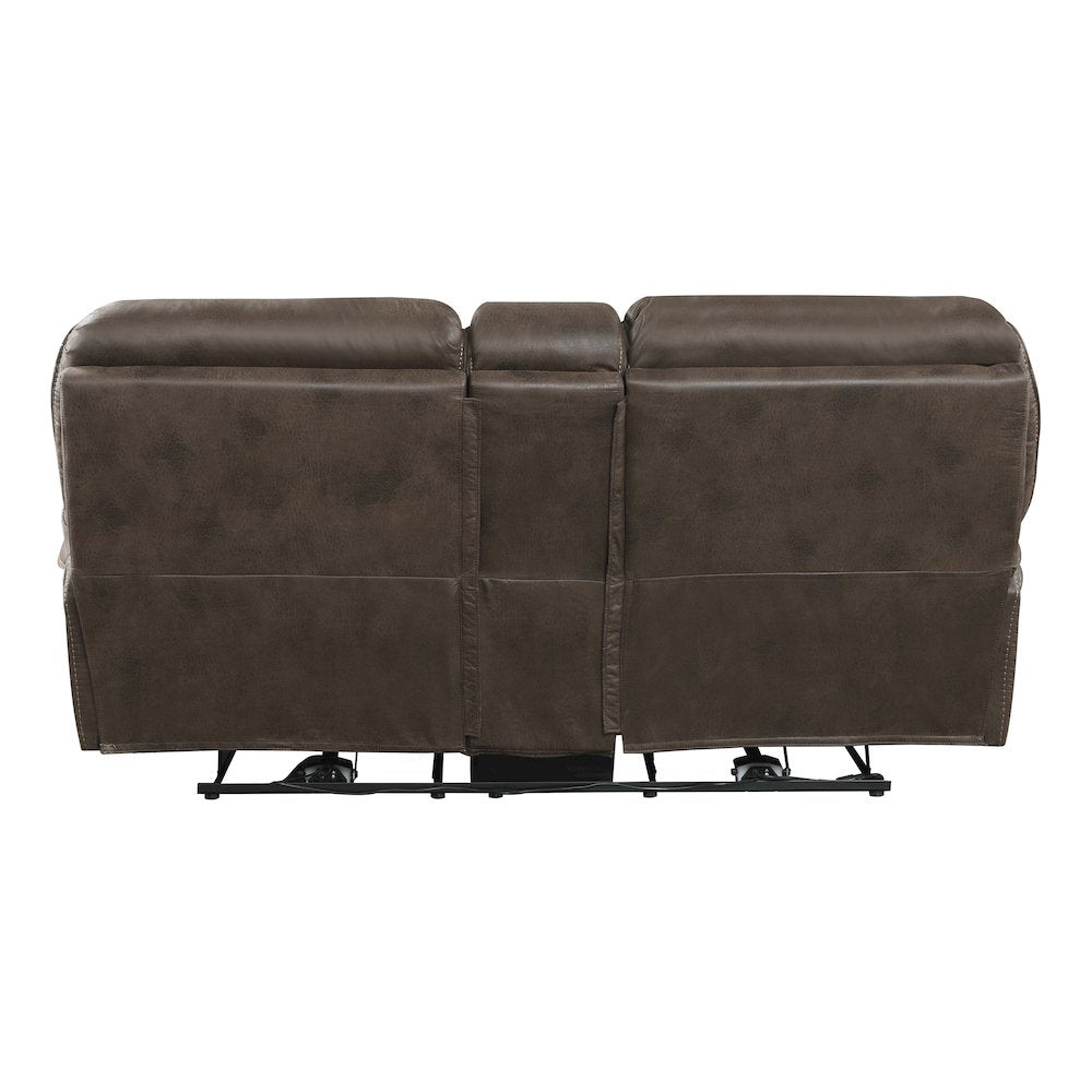 Proctor Microfiber Power Double Reclining Love Seat In Brown