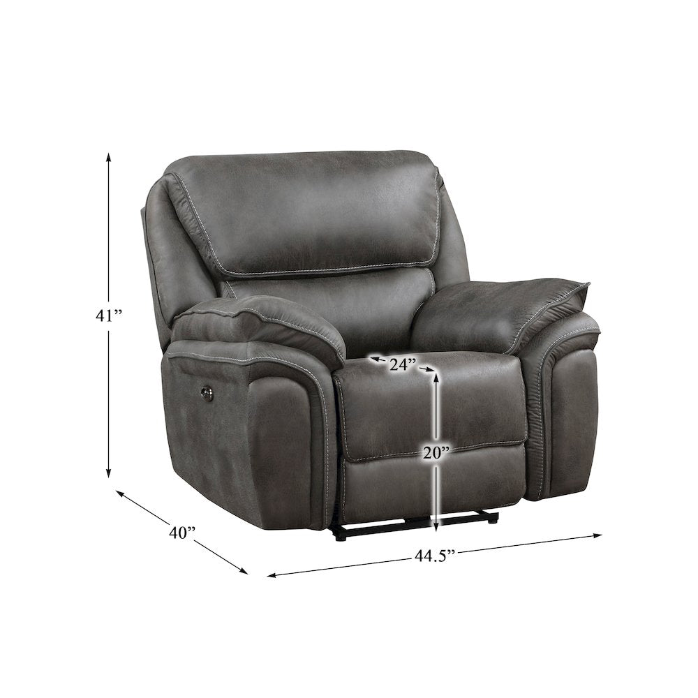 Proctor Microfiber Power Reclining Chair In Gray