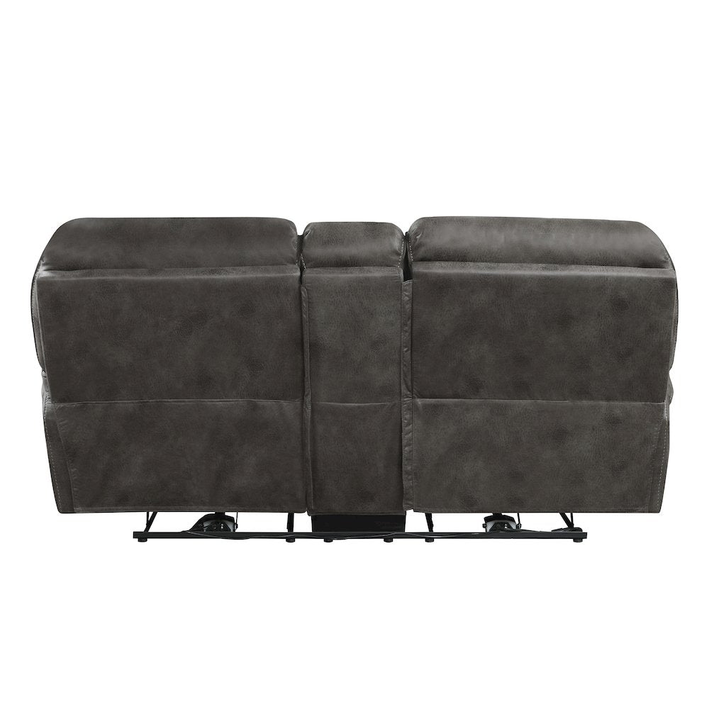 Proctor Microfiber Power Double Reclining Love Seat In Gray