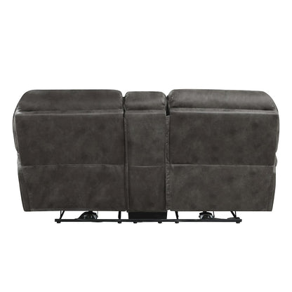 Proctor Microfiber Power Double Reclining Love Seat In Gray