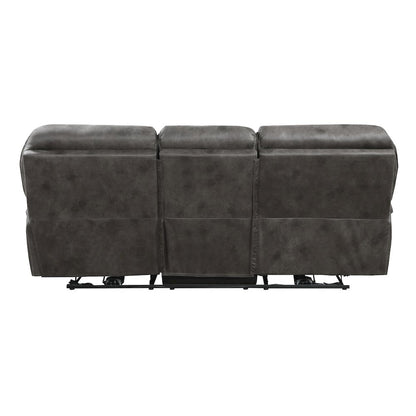 Proctor Microfiber Power Double Reclining Sofa In Gray