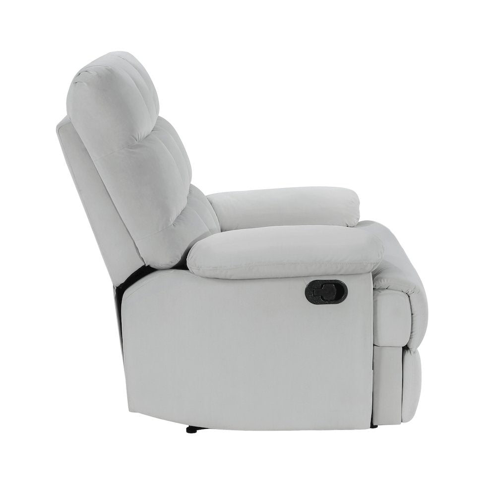 Lexicon Colin Velvet Manual Recliner in Light Gray