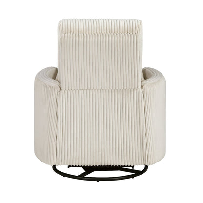 Lexicon Traverse Corduroy Swivel Glider Reclining Chair in Beige