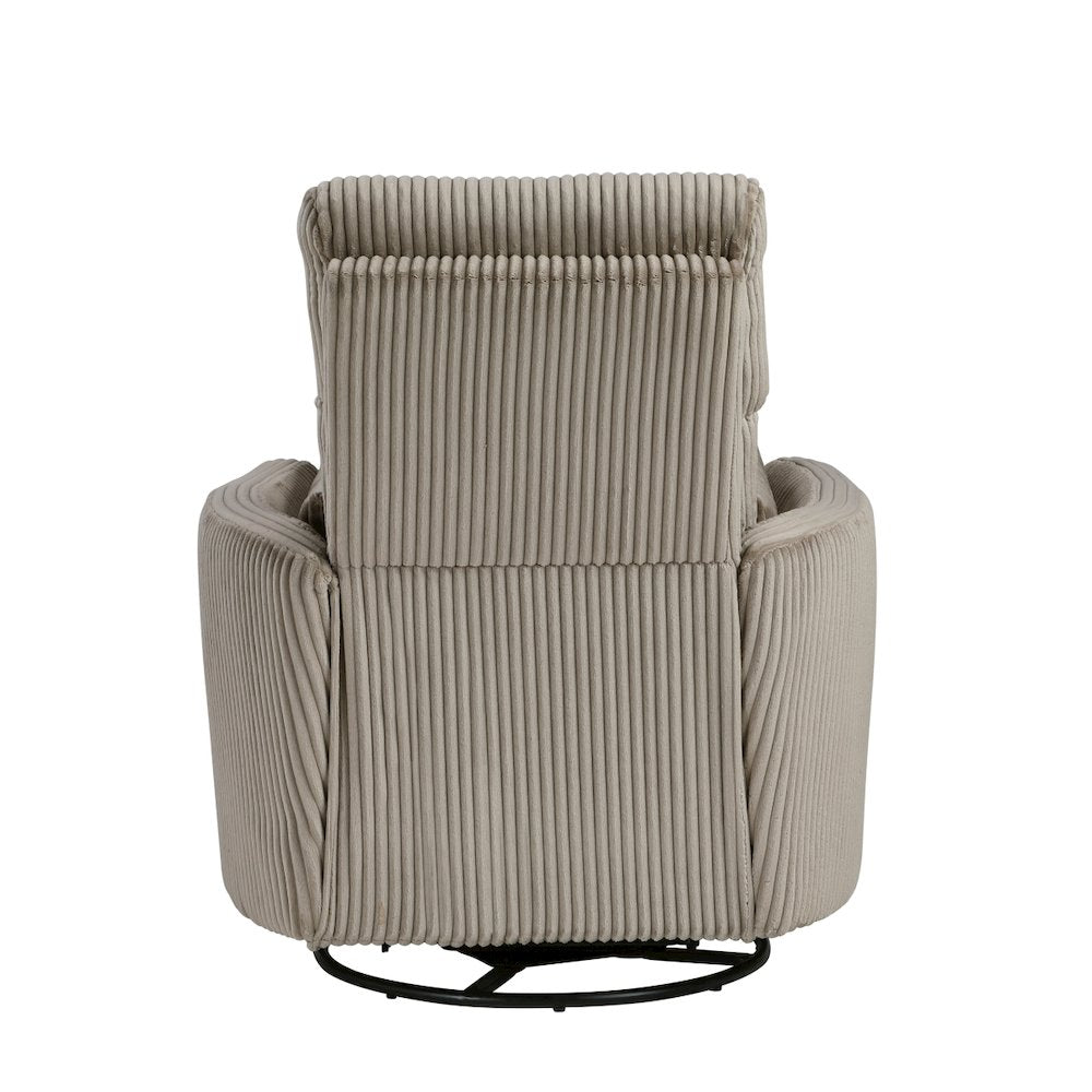 Lexicon Traverse Corduroy Swivel Glider Reclining Chair in Taupe