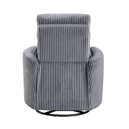Lexicon Traverse Corduroy Swivel Glider Reclining Chair in Gray