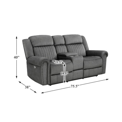 Brennen Microfiber Power Double Reclining Love Seat In Charcoal
