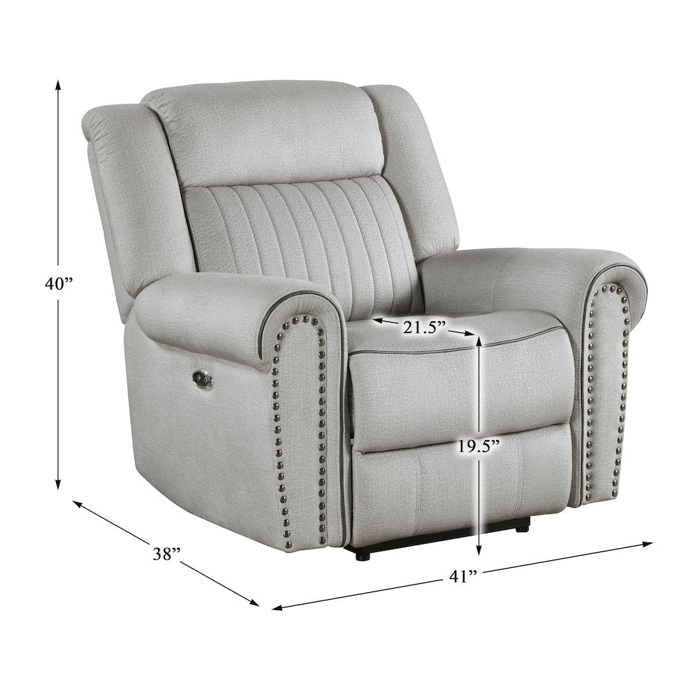 Lexicon Brennen Microfiber Power Reclining Chair in Mist