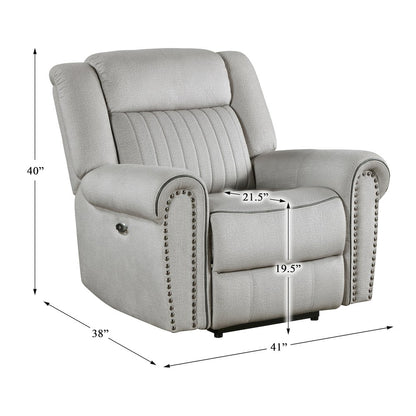 Lexicon Brennen Microfiber Power Reclining Chair in Mist