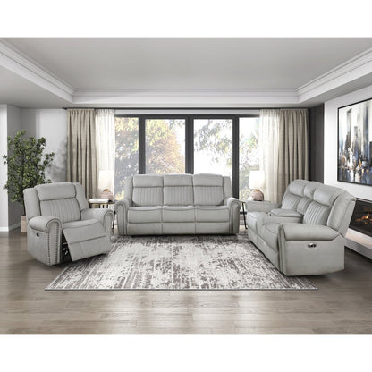 Lexicon Brennen Microfiber Power Double Reclining Love Seat in Mist