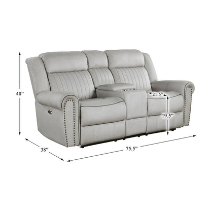 Lexicon Brennen Microfiber Power Double Reclining Love Seat in Mist