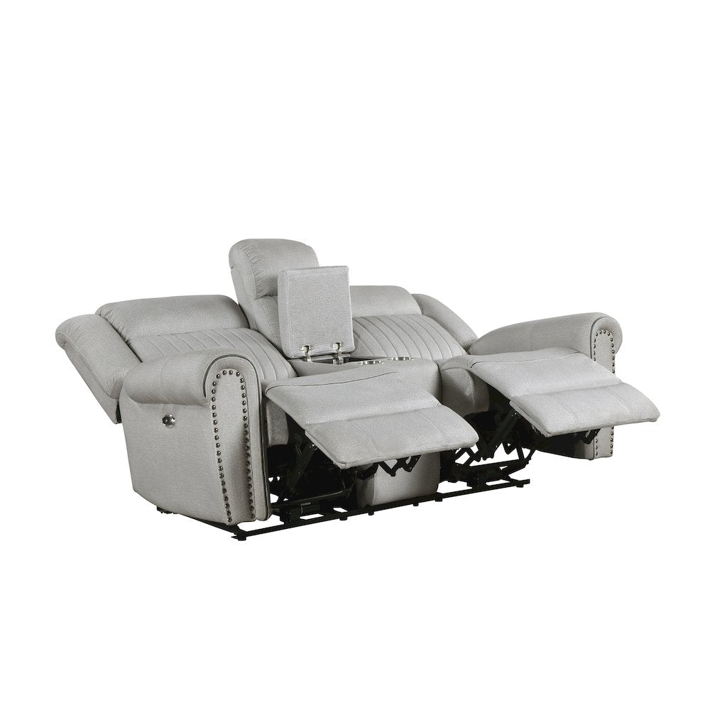 Lexicon Brennen Microfiber Power Double Reclining Love Seat in Mist