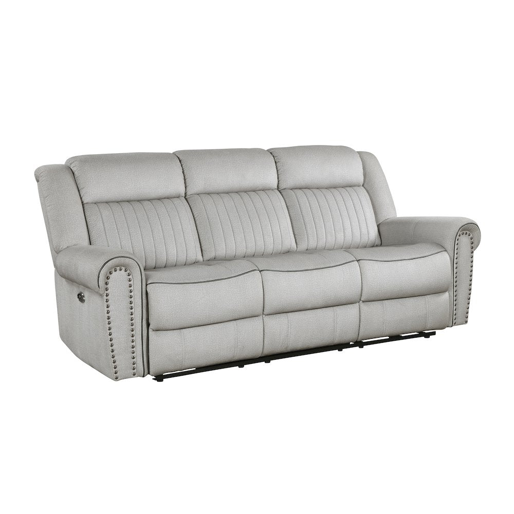 Lexicon Brennen Microfiber Power Double Reclining Sofa in Mist