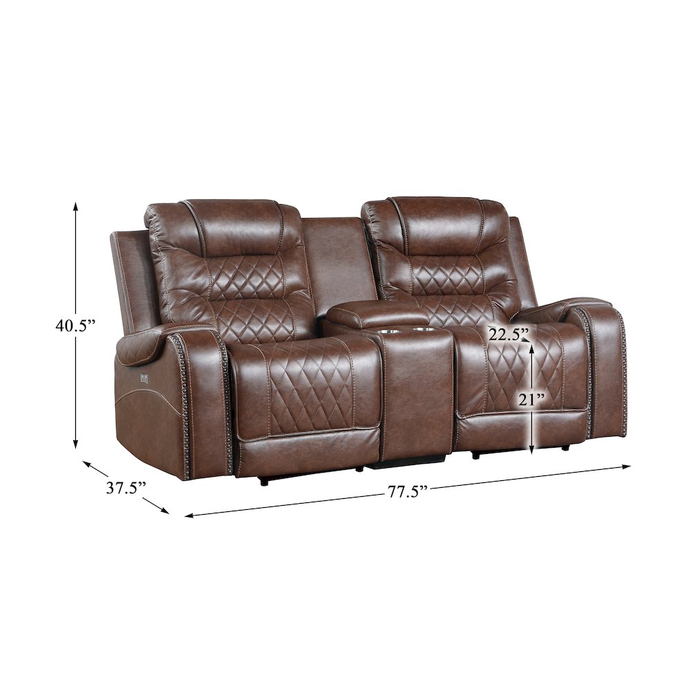 Putnam Faux Leather Power Double Reclining Loveseat In Brown