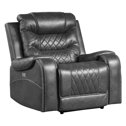 Putnam Faux Leather Power Reclining Chair In Gray