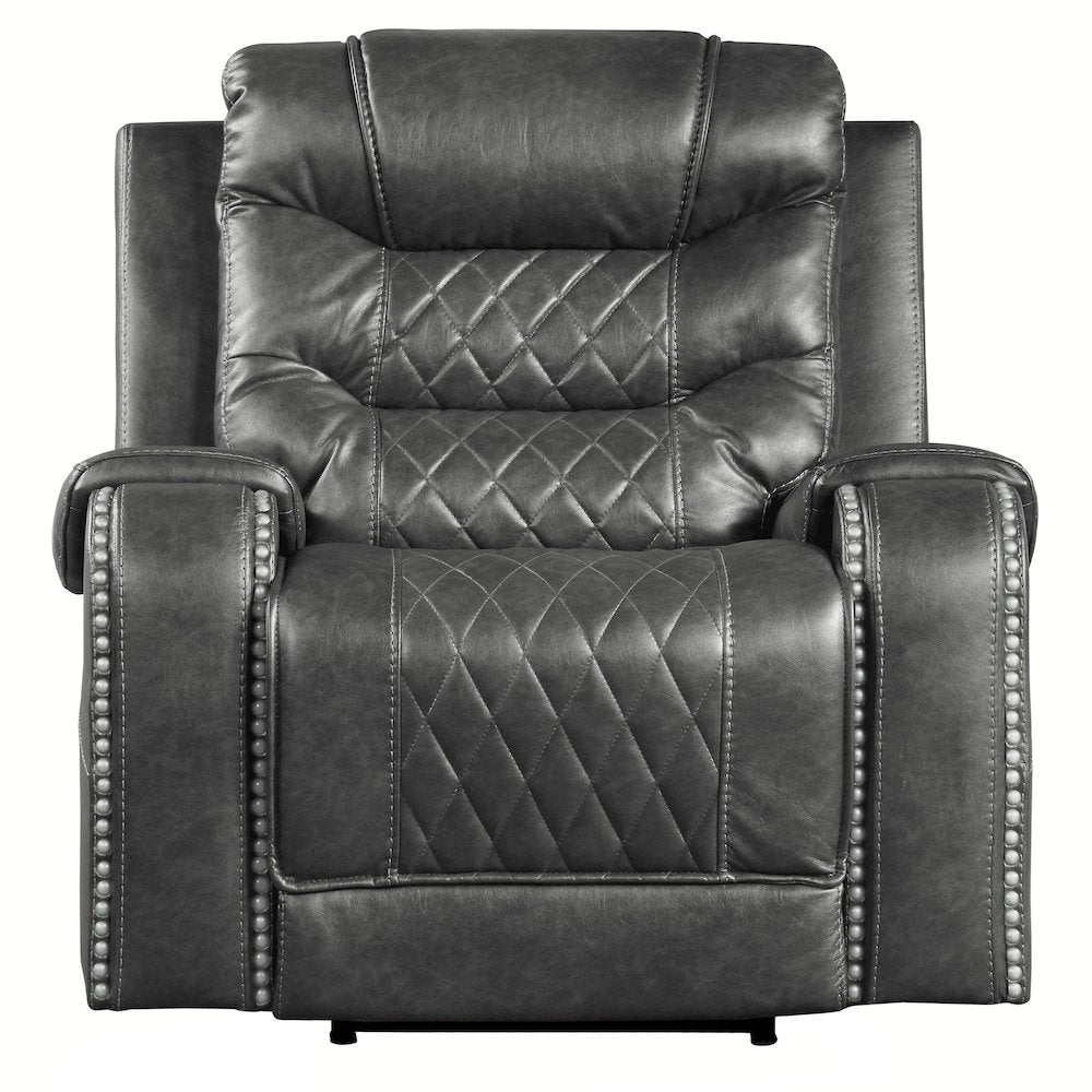 Putnam Faux Leather Power Reclining Chair In Gray
