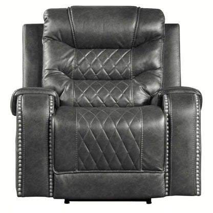 Putnam Faux Leather Power Reclining Chair In Gray