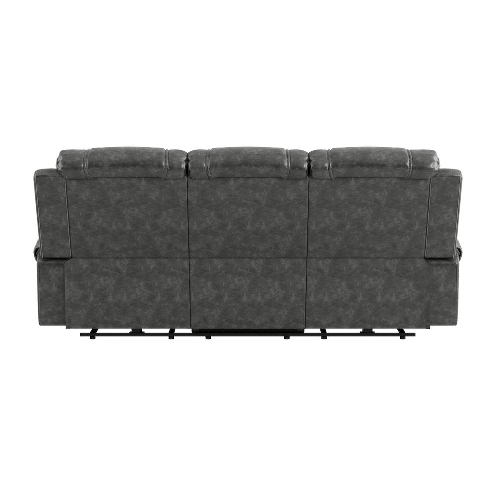 Putnam Faux Leather Power Double Reclining Sofa In Gray