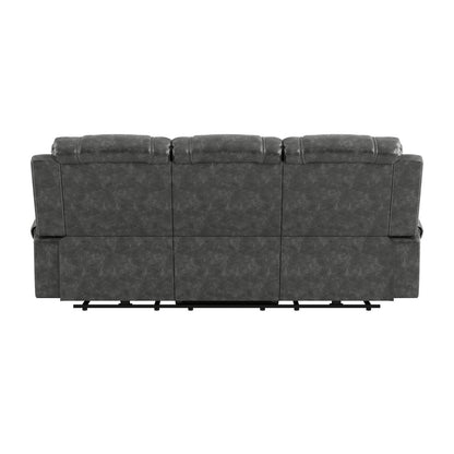 Putnam Faux Leather Power Double Reclining Sofa In Gray