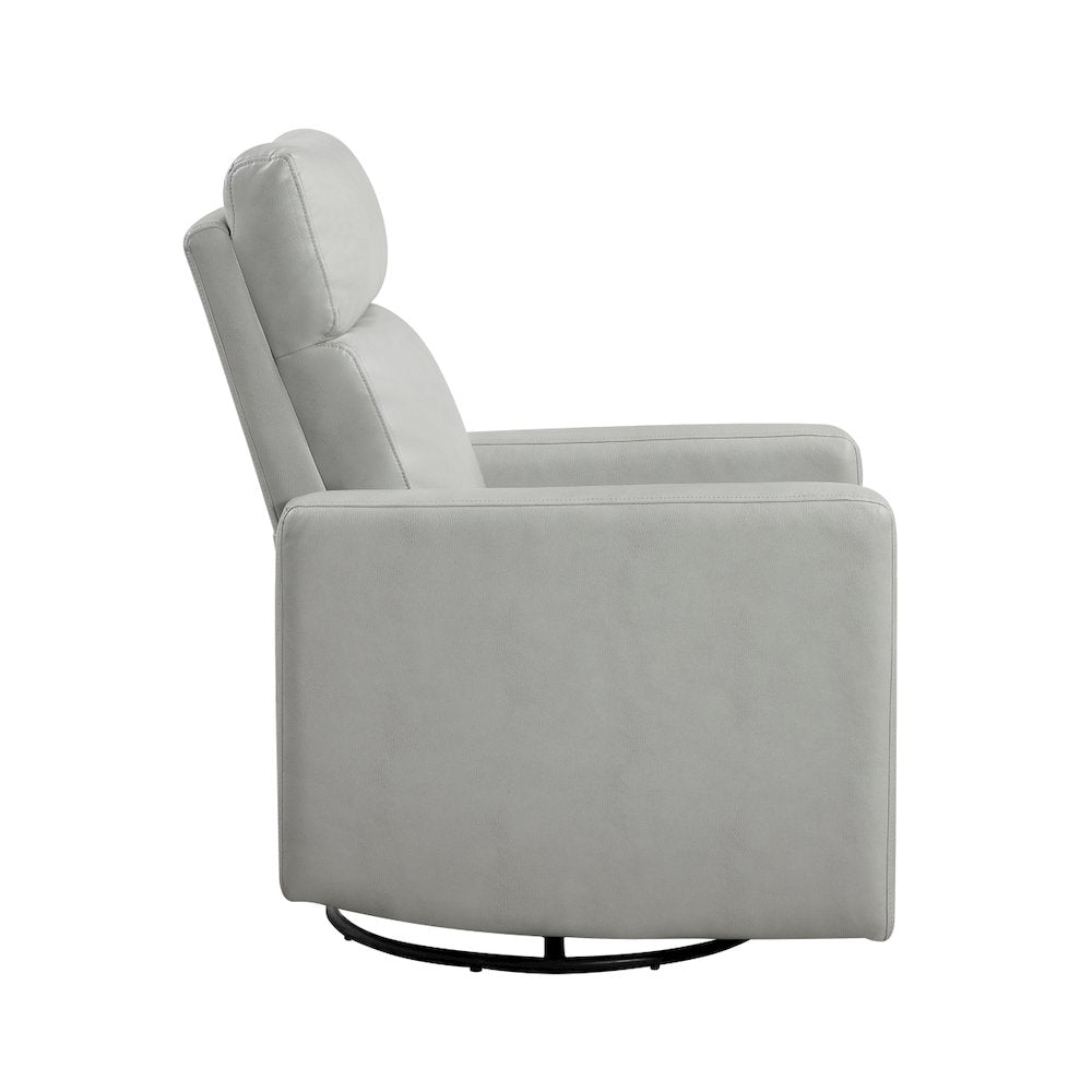 Lexicon Olathe Faux Leather Swivel Glider Reclining  Chair in Smoke