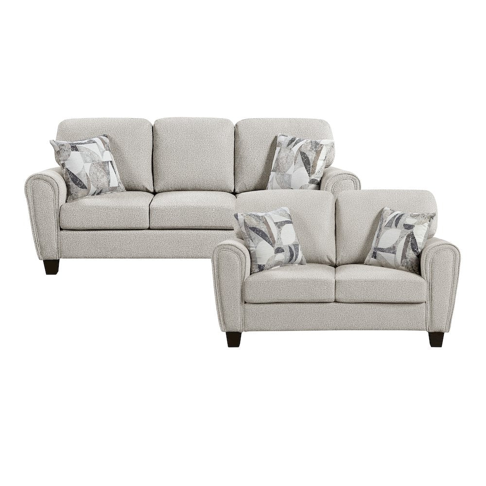 Lemond Chenille 2pc Set: Sofa, Love in Gray