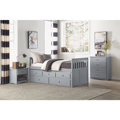 Orion Pine Twin Over Twin Trundle Bed with two Storage Drawers in Gray