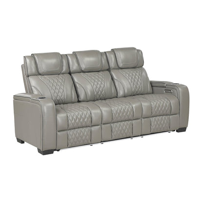 Apex Leather 3pc Set: Sofa, Love, Chair in Gray